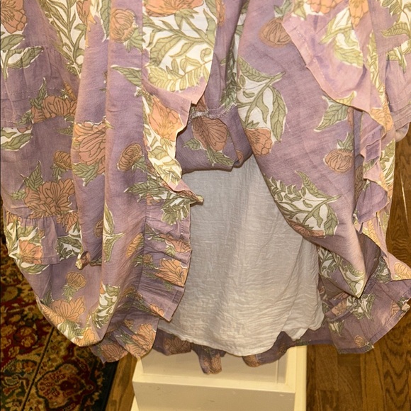Victoria Dunn Lavender Floral Tiered Ruffle Maxi Dress with Peach Blooms - Picture 6 of 8